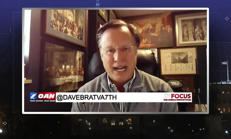 Video still from In Focus on One America News Network during an interview with the guest, Dr. Dave Brat.