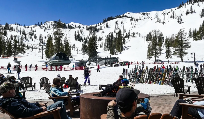 Visitors sit on the sun deck at Alpine Meadows/Palisades ski resort in Lake Tahoe, Calif., on April 16, 2023.Barbara Munker / dpa/picture alliance via Getty Images file