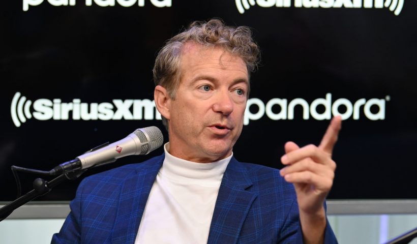 NEW YORK, NY - OCTOBER 11: (EXCLUSIVE COVERAGE) Senator Rand Paul talks with SiriusXM's Olivier Knox and Julie Mason during a Town Hall event on October 11, 2019 in New York City. (Photo by Slaven Vlasic/Getty Images for SiriusXM)