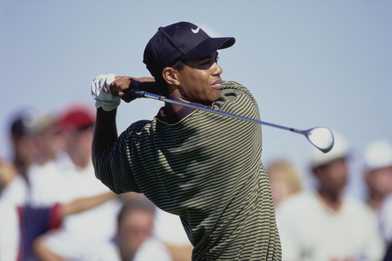 Tiger Woods of the United States on his way to his first professional golf tournament win at the PGA Las Vegas Invitational on 5th October 1996 at the TPC Summerlin Golf Course, Desert Inn, Las Vegas, Nevada, United States. (Photo by J.D. Cuban/Allsport/Getty Images)