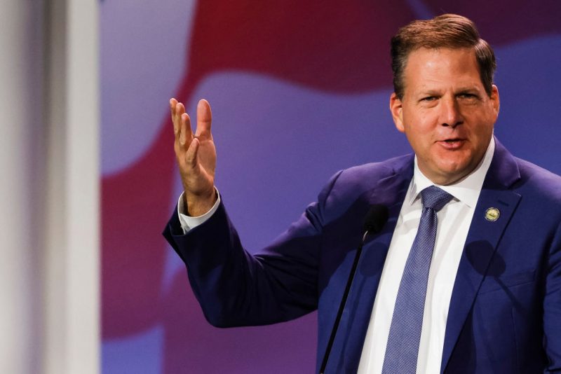 New Hampshire State Governor Chris Sununu speaks at the Republican Jewish Coalition Annual Leadership Meeting in Las Vegas, Nevada, on November 19, 2022. (Photo by Wade Vandervort / AFP) (Photo by WADE VANDERVORT/AFP via Getty Images)