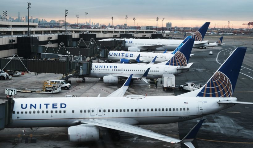 NEWARK, NEW JERSEY - NOVEMBER 30: United Airlines planes sit on the runway at Newark Liberty International Airport on November 30, 2021 in Newark, New Jersey. The United States, and a growing list of other countries, has restricted flights from southern African countries due to the detection of the COVID-19 Omicron variant last week in South Africa. Stocks in the travel and airline industry have fallen in recent days as fears grow over the spread and severity of the variant. (Photo by Spencer Platt/Getty Images)