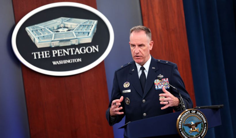 ARLINGTON, VIRGINIA - OCTOBER 19: Pentagon Press Secretary Air Force Brig. Gen. Pat Ryder holds a press conference at the Pentagon on October 19, 2023 in Arlington, Virginia. Ryder spoke on the Israel–Hamas war, U.S. military aid to Israel and the recent drone attacks on U.S. military installations in the middle east. Ryder reaffirmed that the recent explosion at the Al-Ahli Hospital was a result from an errant rocket fired from within Gaza and not from an Israeli airstrike. (Photo by Kevin Dietsch/Getty Images)