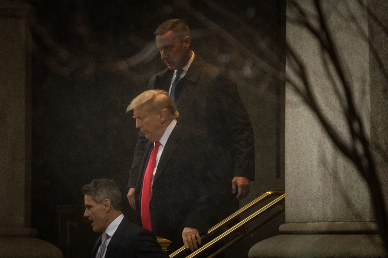 Former President Trump Attends D.C. Appeals Court Hearing Over Immunity In 2020 Election Case
WASHINGTON, DC - JANUARY 9: Former U.S. President Donald Trump departs the Waldorf Astoria where he held a press conference following his appearance in court on January, 9 2024 in Washington, DC. The D.C. Appeals Court held a hearing on the former President's claim that he is immune from prosecution in the 2020 election case. (Photo by Kent Nishimura/Getty Images)