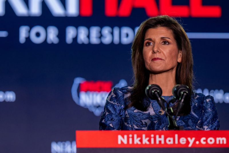 CONCORD, NEW HAMPSHIRE - JANUARY 23: Republican presidential candidate, former U.N. Ambassador Nikki Haley delivers remarks at her primary-night rally at the Grappone Conference Center on January 23, 2024 in Concord, New Hampshire. New Hampshire voters cast their ballots in their state's primary election today. With Florida Gov. Ron DeSantis dropping out of the race Sunday, Haley and former President Donald Trump are battling it out in this first-in-the-nation primary. (Photo by Brandon Bell/Getty Images)