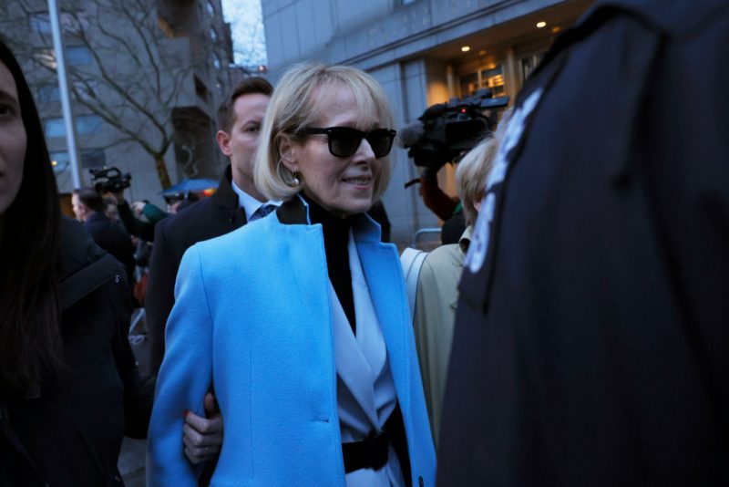 NEW YORK, NEW YORK - JANUARY 25: E. Jean Carroll leaves Manhattan Federal Court for her civil defamation trial against former U.S. President Donald Trump on January 25, 2024 in New York City. Days after winning the New Hampshire primary, Trump took the stand to testify in his civil defamation trial after the trial was adjourned for several days due to an illness by a juror. The trial is to determine how much money in damages he must pay Carroll after public comments made both while he was president and after the jury’s verdict in May. Carroll was awarded $5 million in damages in May from the previous lawsuit. (Photo by Michael M. Santiago/Getty Images)