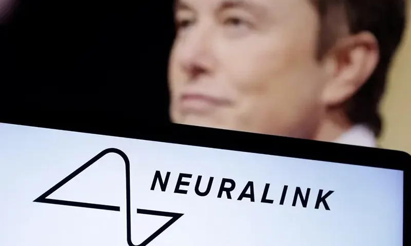 Neuralink logo and Elon Musk photo are seen in this illustration taken, December 19, 2022. REUTERS/Dado Ruvic/Illustration/File Photo