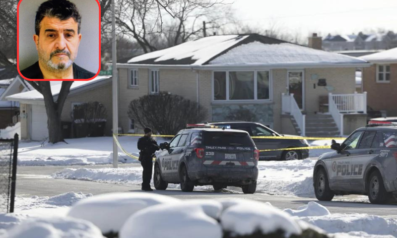 B| Police work at the scene of a shooting in Tinley Park on Sunday, Jan. 21, 2024. Authorities have identified a woman and her three adult daughters who were found slain inside their suburban Chicago home in what police are calling a domestic-related shooting. (Eileen T. Meslar/Chicago Tribune via AP) F| (Photo via; Tinley Park Police)