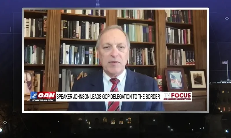 Video still from In Focus on One America News Network during an interview with the guest, Rep. Andy Biggs.