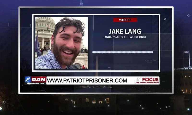 Video still from In Focus on One America News Network during an interview with the guest, Jake Lang.
