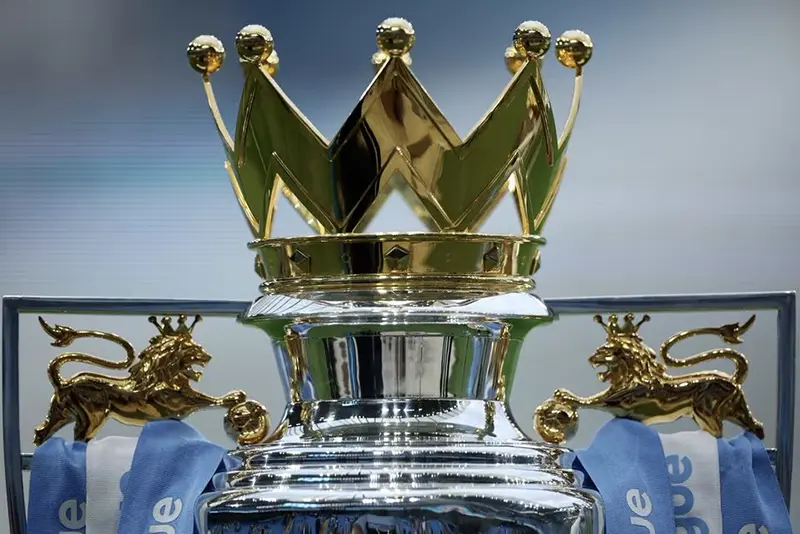 2023 General view of the Premier League trophy as it is shown on display before the match REUTERS/Phil Noble/File Photo
