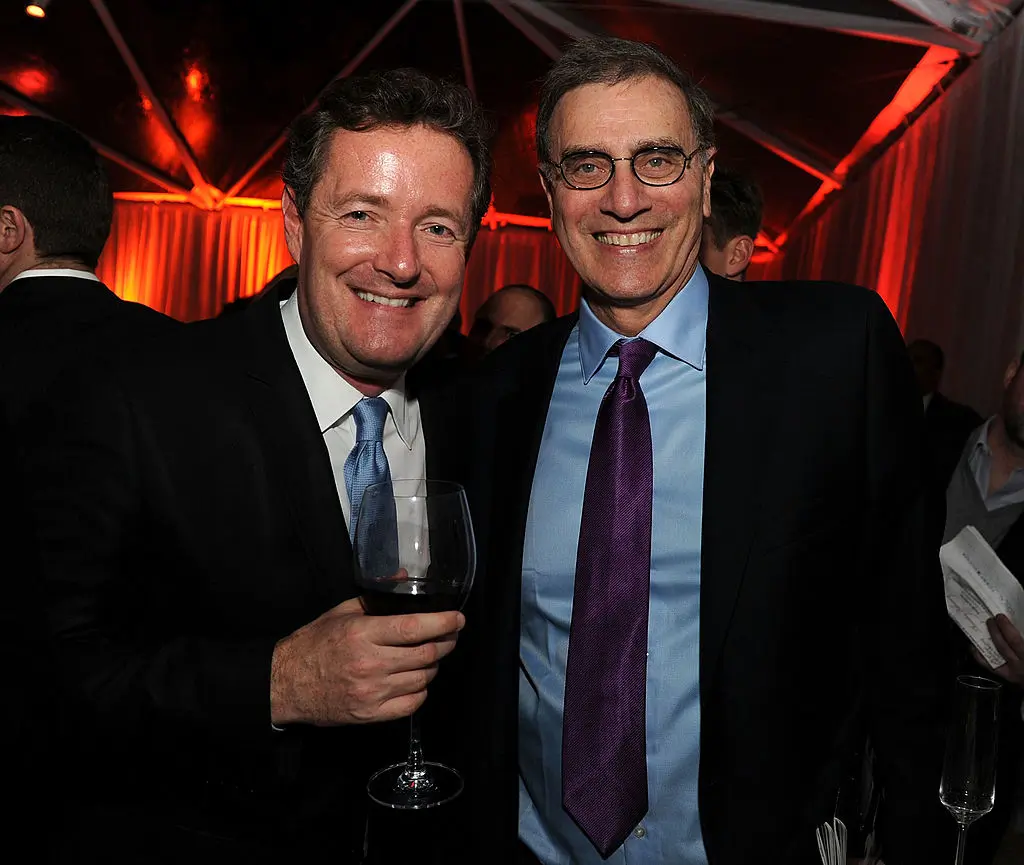 LOS ANGELES, CA - FEBRUARY 24: TV personality Piers Morgan (L) and Jimmy Finkelstein of Prometheus Global Media attend The Hollywood Reporter Big 10 Party at the Getty House on February 24, 2011 in Los Angeles, California.  (Photo by Kevin Winter/Getty Images for THR)