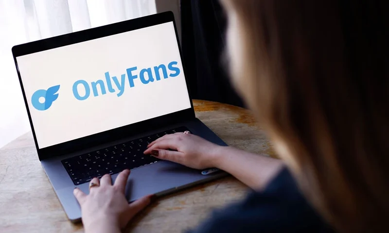 LONDON, ENGLAND - NOVEMBER 16: The OnlyFans Logo is displayed on a laptop at the OnlyFans creative fund filming event on November 16, 2022 in London, England. (Photo by John Phillips/Getty Images for OnlyFans)