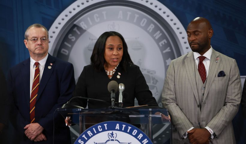 ATLANTA, GEORGIA - AUGUST 14: Fulton County District Attorney Fani Willis speaks during a news conference at the Fulton County Government building on August 14, 2023 in Atlanta, Georgia. A grand jury today handed up an indictment naming former President Donald Trump and his Republican allies over an alleged attempt to overturn the 2020 election results in the state. (Photo by Joe Raedle/Getty Images)