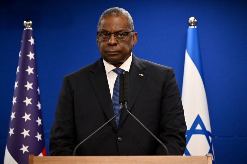 TOPSHOT - US Secretary of Defence Lloyd Austin looks on during a joint press conference with Israel's defence minister, in Tel Aviv on December 18, 2023. (Photo by Alberto PIZZOLI / AFP) (Photo by ALBERTO PIZZOLI/AFP via Getty Images)