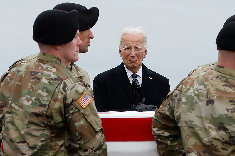 Biden attends solemn ceremony for fallen service members in Jordan