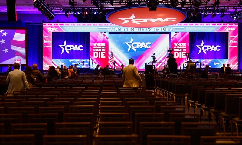 NATIONAL HARBOR, MARYLAND - FEBRUARY 22: Attendees arrive to the main ballroom for the start of the General Session of the Conservative Political Action Conference (CPAC) at Gaylord National Resort Hotel And Convention Center on February 22, 2024 in National Harbor, Maryland. Attendees descended upon the hotel outside of Washington DC to hear from conservative speakers from around the world who range from journalists, U.S. lawmakers, international leaders and businessmen. Republican presidential candidate and former U.S. President Donald Trump will deliver remarks to attendees on Saturday. (Photo by Anna Moneymaker/Getty Images)
