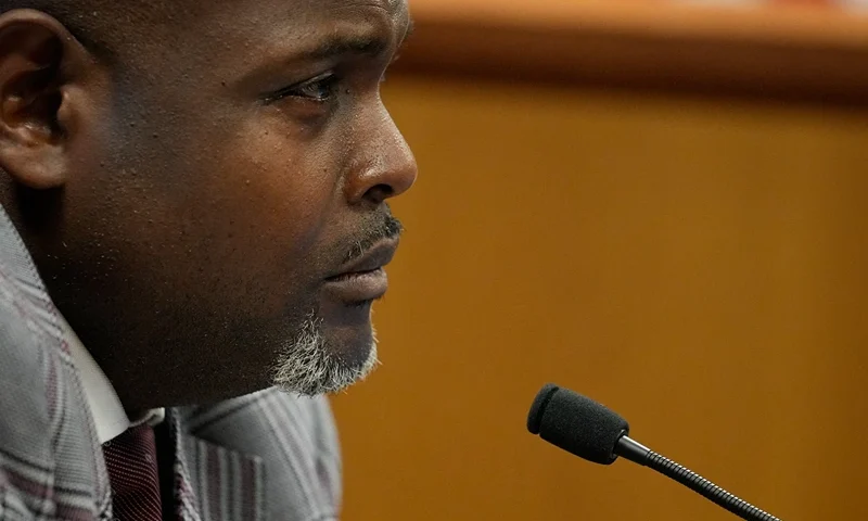 ATLANTA, GA - FEBRUARY 27: Witness and attorney Terrence Bradley testifies during a hearing in the case of the State of Georgia v. Donald John Trump at the Fulton County Courthouse on February 27, 2024 in Atlanta, Georgia. Bradley testified as Judge McAfee considered an effort by lawyers for former President Donald Trump to disqualify Fulton County District Attorney Fani Willis over her romantic relationship with prosecutor Nathan Wade, who had been Bradley's law partner. (Photo by Brynn Anderson-Pool/Getty Images)