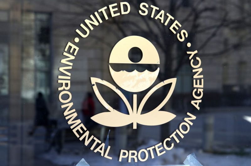 WASHINGTON, DC - MARCH 16: The U.S. Environmental Protection Agency's (EPA) logo is displayed on a door at its headquarters on March 16, 2017 in Washington, DC. U.S. President Donald Trump's proposed budget for 2018 seeks to cut the EPA's budget by 31 percent from $8.1 billion to $5.7 billion. (Photo by Justin Sullivan/Getty Images)