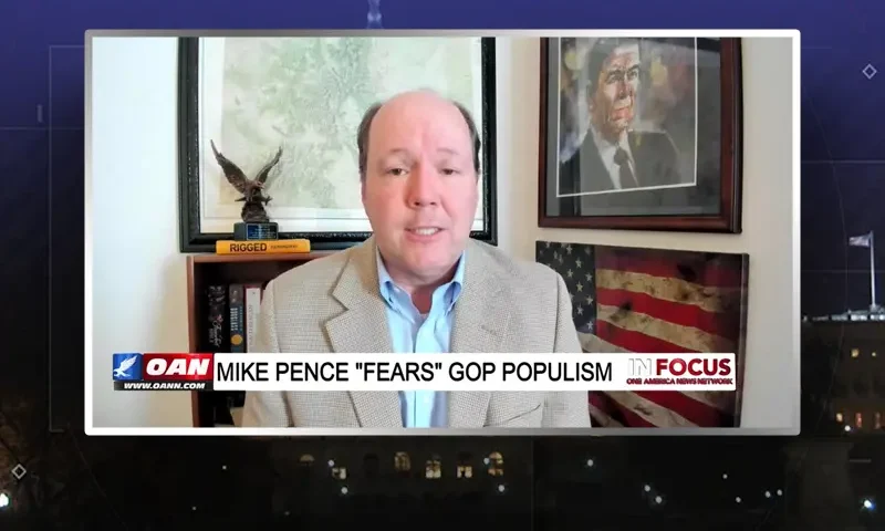 Video still from In Focus on One America News Network during an interview with the guest, Ted Harvey.