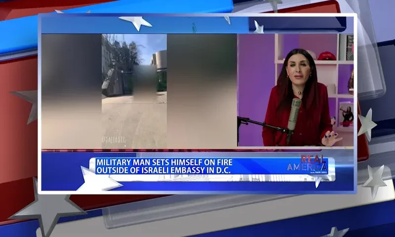 Video still from Real America on One America News Network during an interview with the guest, Laura Loomer.