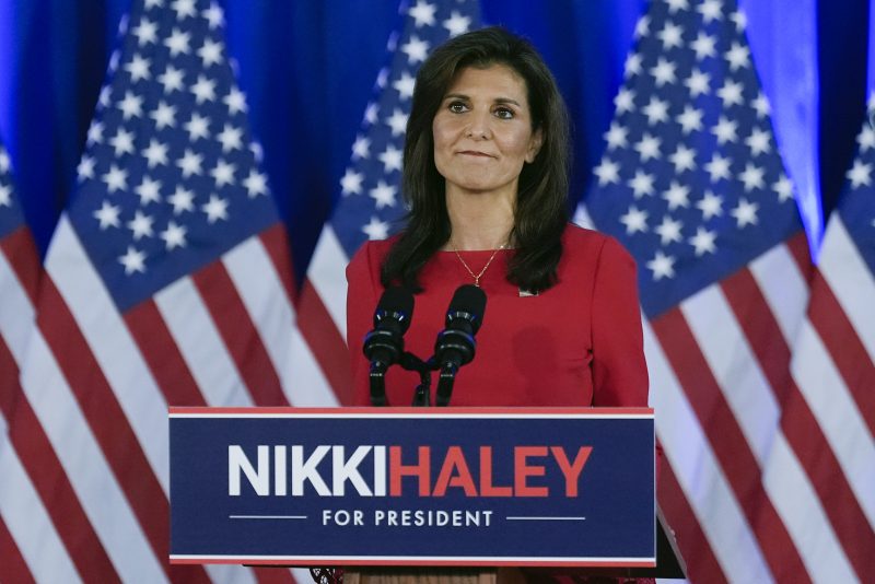 Republican presidential candidate former UN Ambassador Nikki Haley speaks during a news conference, Wednesday, March 6, 2024, in Charleston, S.C. (AP Photo/Chris Carlson)