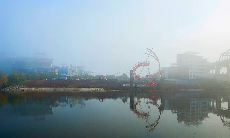 NASHVILLE, TN - OCTOBER 26: LP Field emerging from the early morning fog off the Cumberland River before a game between the Tennessee Titans and the Houston Texans on October 26, 2014 in Nashville, Tennessee. (Photo by Wesley Hitt/Getty Images)