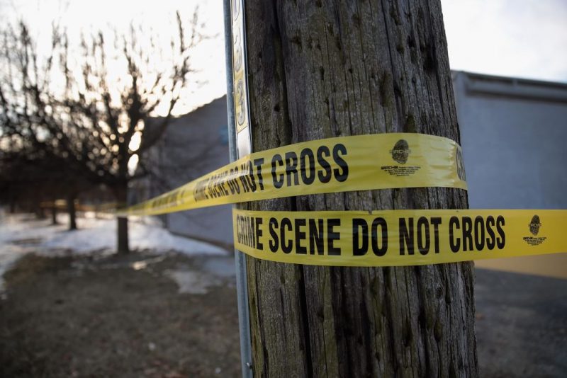 AURORA, ILLINOIS - FEBRUARY 16: Crime scene tape surrounds the Shetland Business Park following yesterday's shooting at the Henry Pratt Company on February 16, 2019 in Aurora, Illinois. Five people were killed and 5 police officers wounded by a former employee armed with a handgun. The gunman, who was killed by police, has been identified as Gary Martin. (Photo by Scott Olson/Getty Images)