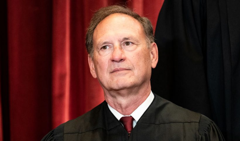 WASHINGTON, DC - APRIL 23: Associate Justice Samuel Alito sits during a group photo of the Justices at the Supreme Court in Washington, DC on April 23, 2021. (Photo by Erin Schaff-Pool/Getty Images)