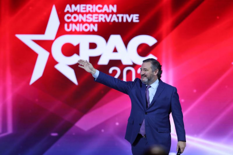 ORLANDO, FLORIDA - FEBRUARY 26: Sen. Ted Cruz (R-TX) addresses the Conservative Political Action Conference held in the Hyatt Regency on February 26, 2021 in Orlando, Florida. Begun in 1974, CPAC brings together conservative organizations, activists, and world leaders to discuss issues important to them. (Photo by Joe Raedle/Getty Images)