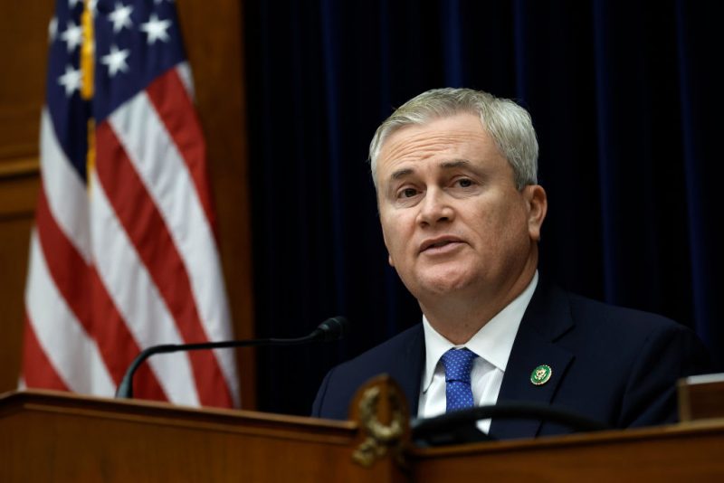 WASHINGTON, DC - FEBRUARY 01: U.S. Rep. James Comer (R-KY), Chairman of the House Oversight and Reform Committee, delivers remarks during a hearing in the Rayburn House Office Building on February 01, 2023 in Washington, DC. The committee held the hearing to discuss COVID Pandemic Federal Spending. (Photo by Anna Moneymaker/Getty Images)