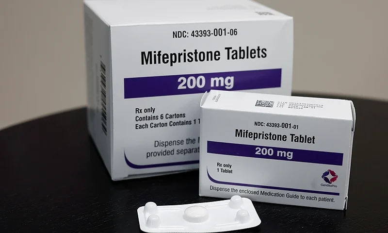 ROCKVILLE, MARYLAND - APRIL 13: In this photo illustration, packages of Mifepristone tablets are displayed at a family planning clinic on April 13, 2023 in Rockville, Maryland. A Massachusetts appeals court temporarily blocked a Texas-based federal judge’s ruling that suspended the FDA’s approval of the abortion drug Mifepristone, which is part of a two-drug regimen to induce an abortion in the first trimester of pregnancy in combination with the drug Misoprostol. (Photo illustration by Anna Moneymaker/Getty Images)
