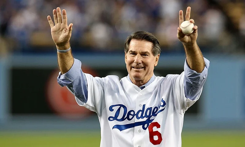 LOS ANGELES, CA - OCTOBER 07: Los Angeles Dodgers legend Steve Garvey throws out a ceremonial first pitch before the Dodgers take on the Atlanta Braves in Game Four of the National League Division Series at Dodger Stadium on October 7, 2013 in Los Angeles, California. (Photo by Stephen Dunn/Getty Images)