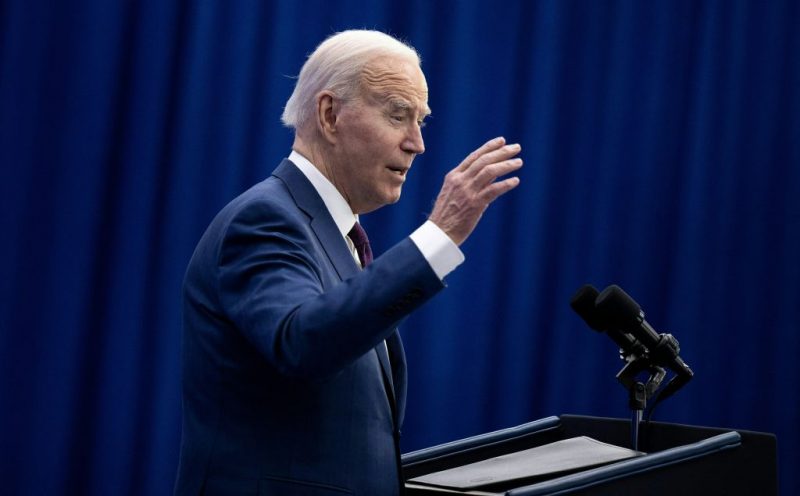 US President Joe Biden speaks about the costs of living during an address at the YMCA Allard Center March 11, 2024, in Goffstown, New Hampshire. (Photo by Brendan Smialowski / AFP) (Photo by BRENDAN SMIALOWSKI/AFP via Getty Images)