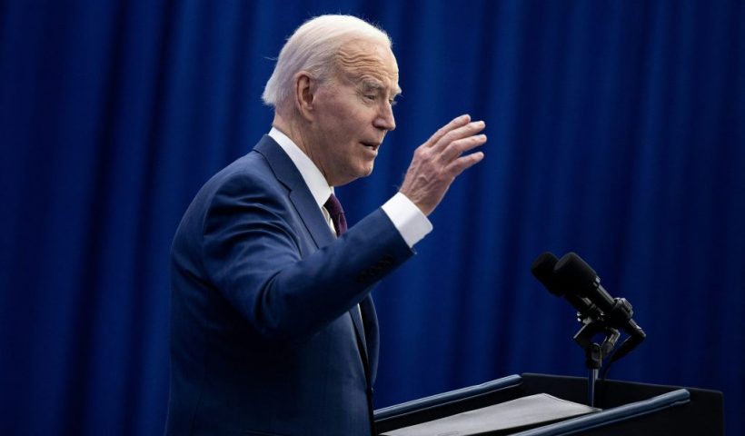 US President Joe Biden speaks about the costs of living during an address at the YMCA Allard Center March 11, 2024, in Goffstown, New Hampshire. (Photo by Brendan Smialowski / AFP) (Photo by BRENDAN SMIALOWSKI/AFP via Getty Images)