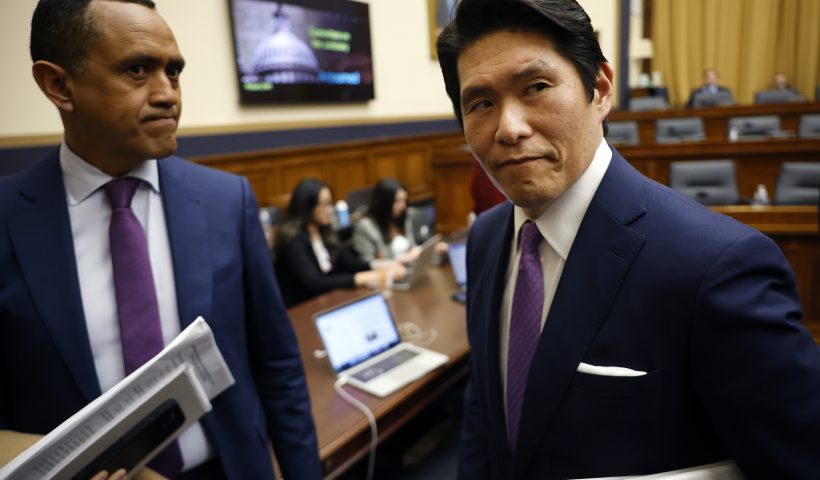 WASHINGTON, DC - MARCH 12: Former Special Counsel Robert Hur (R) departs after testifying before the House Judiciary Committee in the Rayburn House Office Building on Capitol Hill on March 12, 2024 in Washington, DC. Hur investigated U.S. President Joe Biden’s mishandling of classified documents and published a final report with contentious conclusions about Biden’s memory. (Photo by Chip Somodevilla/Getty Images)