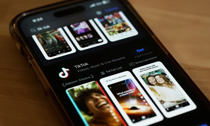 NEW YORK, NEW YORK - MARCH 13: In this photo illustration, the TikTok app is seen in the app store on a phone on March 13, 2024 in New York City. Congress is set to vote and pass a bill that could ban the popular app TikTok nationwide and be sent to the Senate for a vote. The bill would force the Chinese firm ByteDance to divest from TikTok and other applications that it owns within six months after passage of the bill or face a ban. Lawmakers argue that ByteDance is beholden to the Chinese government making the app a national security threat. (Photo Illustration by Michael M. Santiago/Getty Images)