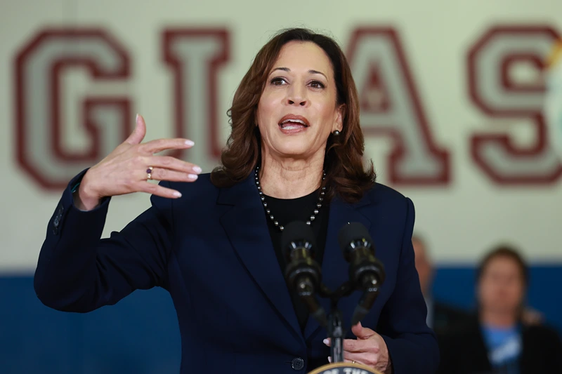 Vice President Kamala Harris Visits Site Of Parkland School Shooting, Marjory Stoneman Douglas High School
PARKLAND, FLORIDA - MARCH 23: U.S. Vice President Kamala Harris speaks to the media during a visit to Marjory Stoneman Douglas High School on March 23, 2024, in Parkland, Florida. Harris spoke about gun safety measures after a meeting with the families whose loved ones were murdered during the 2018 mass shooting that took the lives of 14 students and three staff members. (Photo by Joe Raedle/Getty Images)