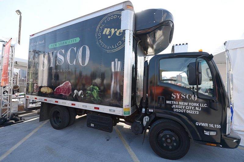 NEW YORK, NY - OCTOBER 18: The Sysco Metro NY Sysco Truck on display at Jets & Chefs: The Ultimate Tailgate hosted by Joe Namath and Mario Batali during the Food Network New York City Wine & Food Festival Presented By FOOD & WINE at Esurance Rooftop Pier 92 on October 18, 2014 in New York City. (Photo by Gustavo Caballero/Getty Images for NYCWFF)