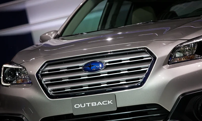 New York International Auto Show Holds Preview For Media NEW YORK - APRIL 17: The 2015 Subaru Outback is unveiled during a media preview of the 2014 New York International Auto Show in New York. The show opens with a sneak preview to the public April 18th and runs through April 27th. (Photo by Eric Thayer/Getty Images)