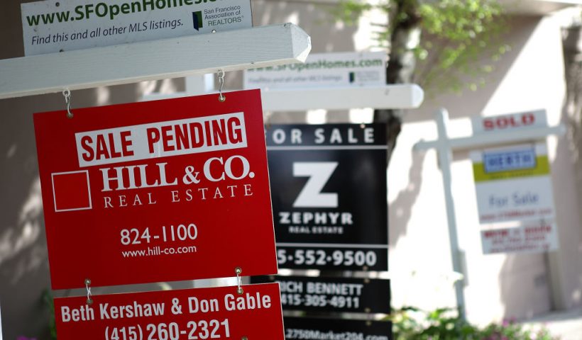 SAN FRANCISCO - MARCH 23: Real estate signs are posted in front of homes for sale March 23, 2010 in San Francisco, California. Sales of existing homes fell for the third straight month, falling 0.6 percent in February. (Photo by Justin Sullivan/Getty Images)