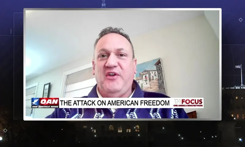 Video still from In Focus on One America News Network during an interview with the guest, Brian Maloney.