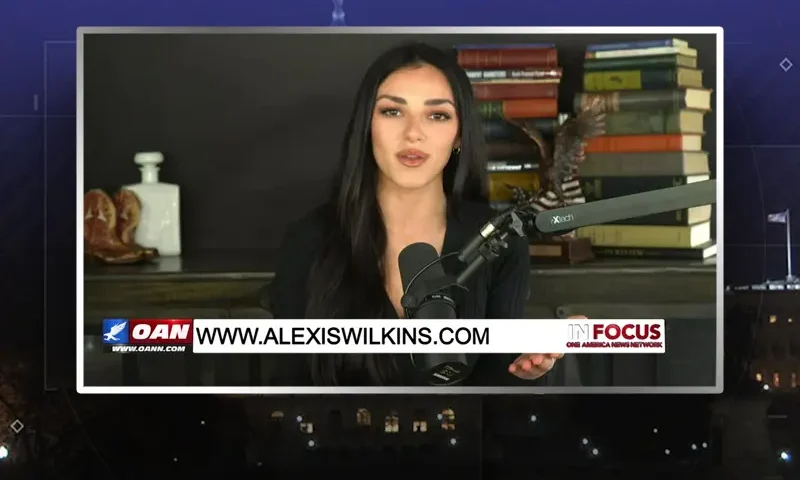 Video still from In Focus on One America News Network during an interview with the guest, Alexis Wilkins.