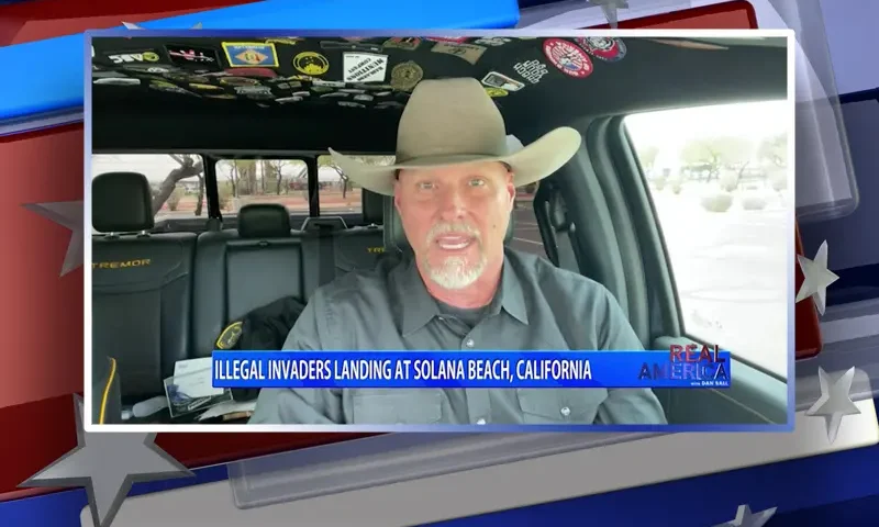 Video still from Real America on One America News Network during an interview with the guest, Sheriff Mark Lamb.