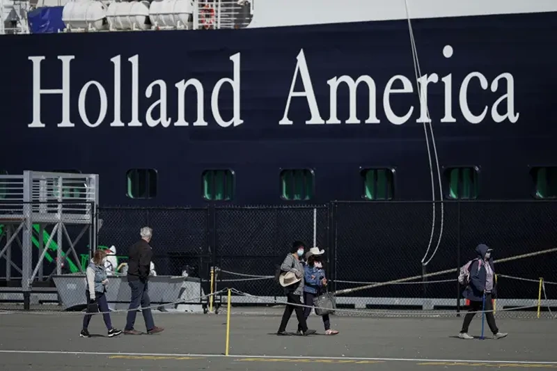 Two crew members aboard a Holland America cruise died on Friday during an "incident" in the ship's engineering space while the ship was at Half Moon Cay in the Bahamas. (Photo via; AP File) 