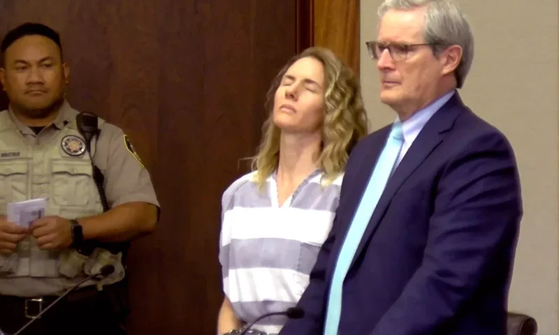 FILE - This image from video shows Ruby Franke during a hearing Monday, Dec. 18, 2023, in St. George, Utah. A Utah judge will set prison sentences Tuesday, Feb. 20, 2024, for Franke, a mother of six who gave parenting advice via a once-popular YouTube channel called "8 Passengers," and her business partner after they each pleaded guilty to four counts of aggravated child abuse for physically and emotionally abusing Franke's children. (Ron Chaffin/St. George News via AP, Pool, File)