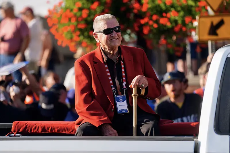 Hall of Famer Whitey Herzog during the Parade of Legends. Mandatory Credit: Gregory Fisher-USA TODAY Sports