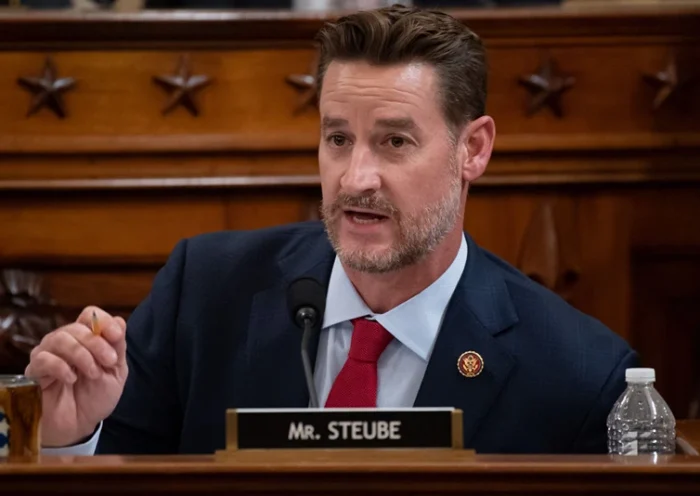 Representative Greg Steube, Republican of Florida, questions witnesses during a House Judiciary Committee hearing on the impeachment of US President Donald Trump on Capitol Hill in Washington, DC, December 4, 2019. - The next phase of impeachment begun December 4 in the US Congress, as lawmakers weigh charges against Donald Trump, after the high-stakes inquiry into the president detailed "overwhelming" evidence of abuse of power and obstruction. Four constitutional scholars will testify before the House Judiciary Committee in the first of a series of hearings to establish the gravity of Trump's alleged crimes. (Photo by SAUL LOEB / POOL / AFP) (Photo by SAUL LOEB/POOL/AFP via Getty Images)