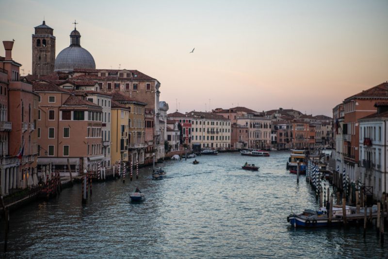 VENICE, ITALY - DECEMBER 18: The normally busy Grand Canal is quiet on December 18, 2020 in Venice, Italy. Like many of its neighboring countries, Italy saw a surge in COVID-19 cases in recent months that further dampened the outlook for its tourism sector. (Photo by Laurel Chor/Getty Images)