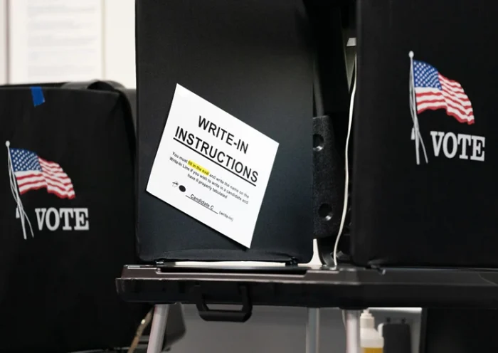 CLEMMONS, NC - NOVEMBER 08: A voting booth at a polling location on November 8, 2022 in Clemmons, North Carolina, United States. After months of candidates campaigning, Americans are voting in the midterm elections to decide close races across the nation. (Photo by Sean Rayford/Getty Images)